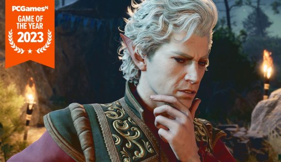 PC games of the year 2023: Baldur's Gate 3's Astarion deep in thought.